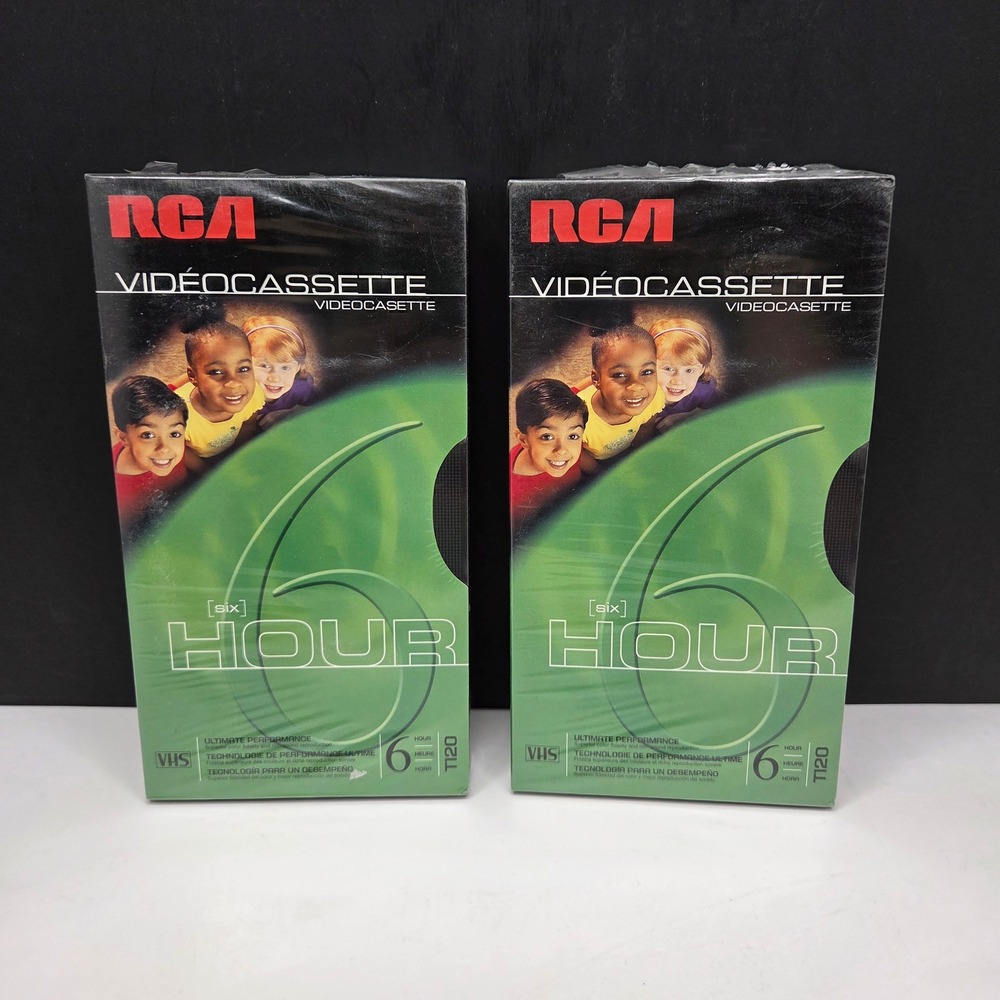 2 RCA Blank VHS Tapes T120 6 Hour Ultimate Performance New Sealed Vintage Black
